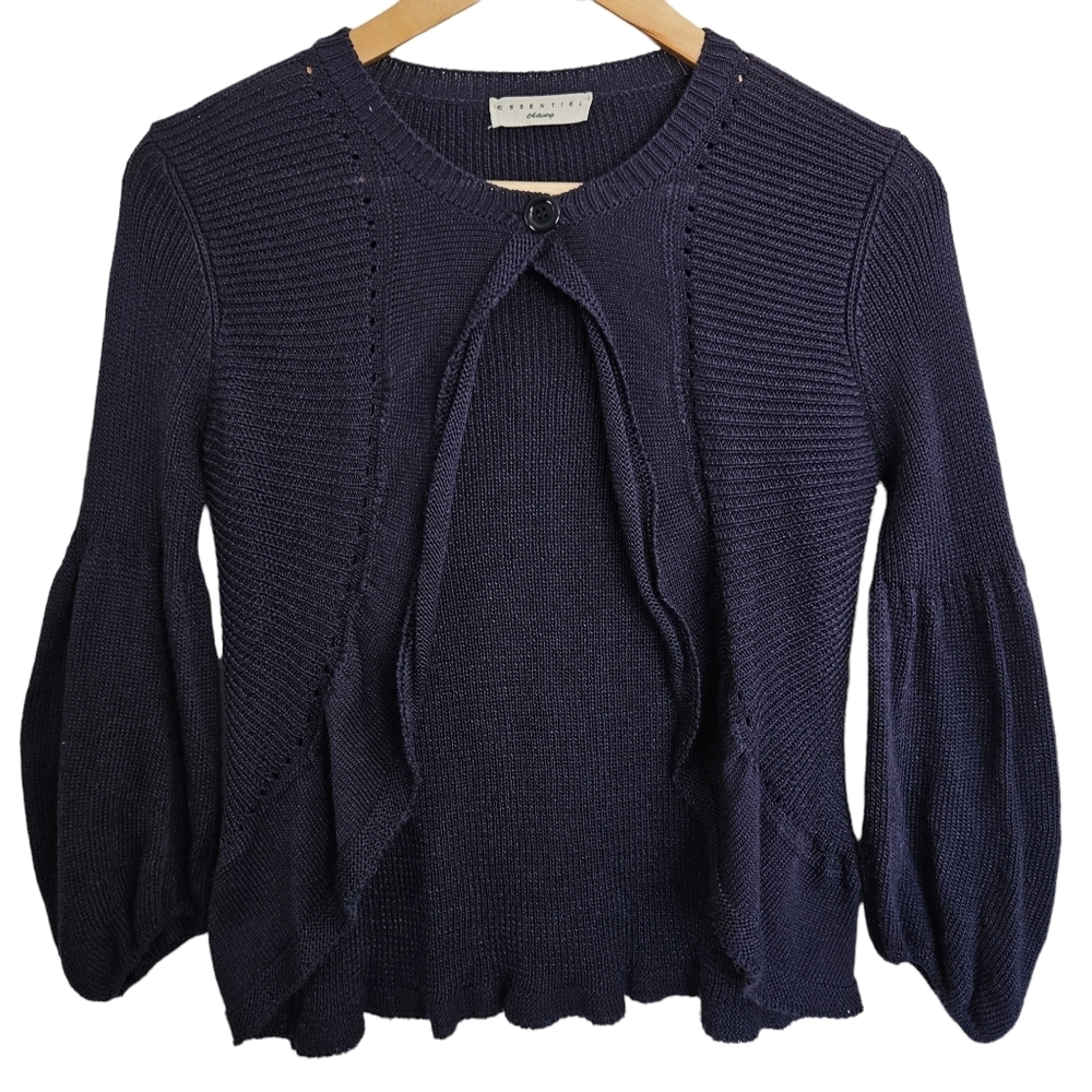 Essentiel‎ Antwerp navy 3/4 sleeve top button cardigan